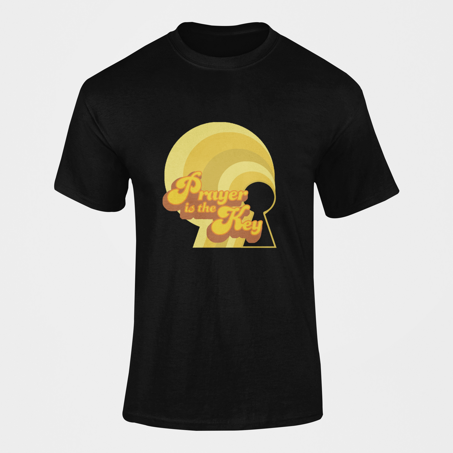 PRAYER IS THE KEY OLD SCHOOL YELLOW T-SHIRT prayer-shop.com