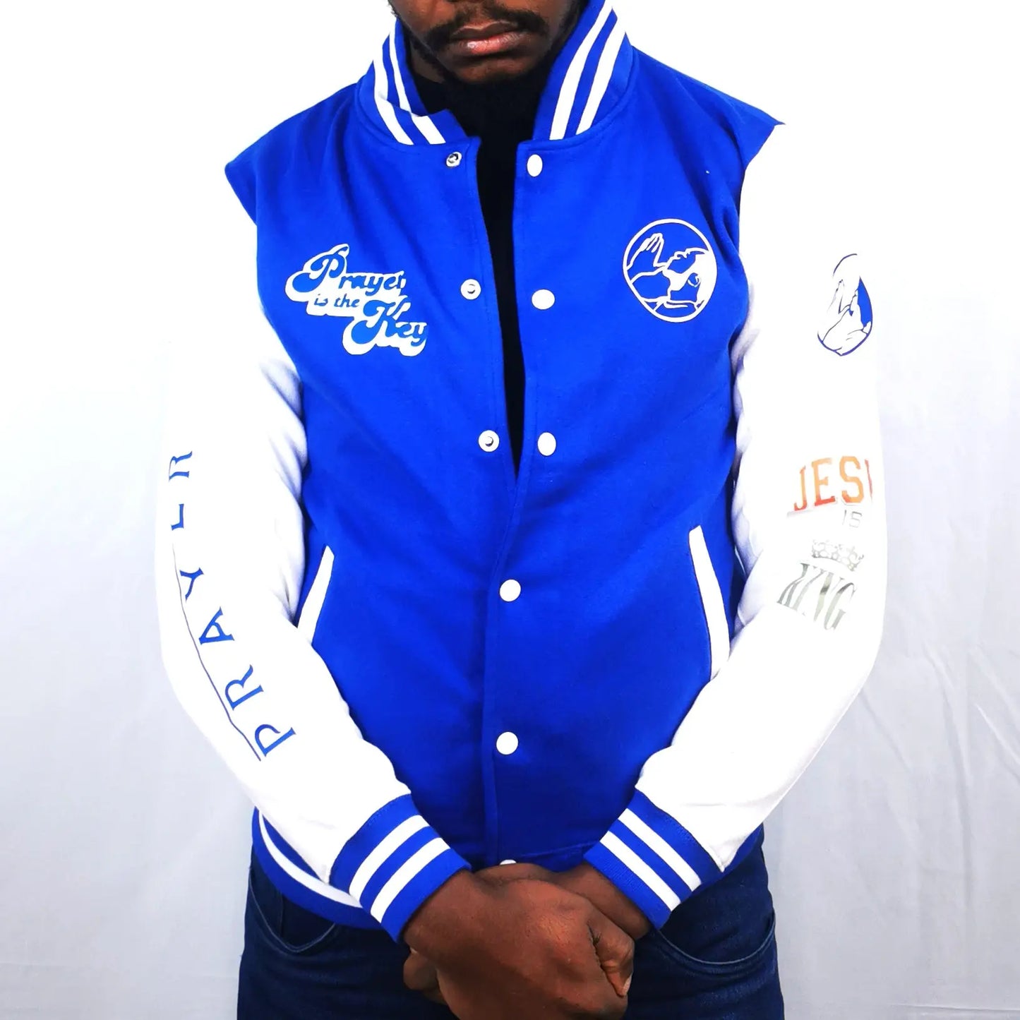 COLLEGE-SWEATJACKE BLAU prayer-shop.com