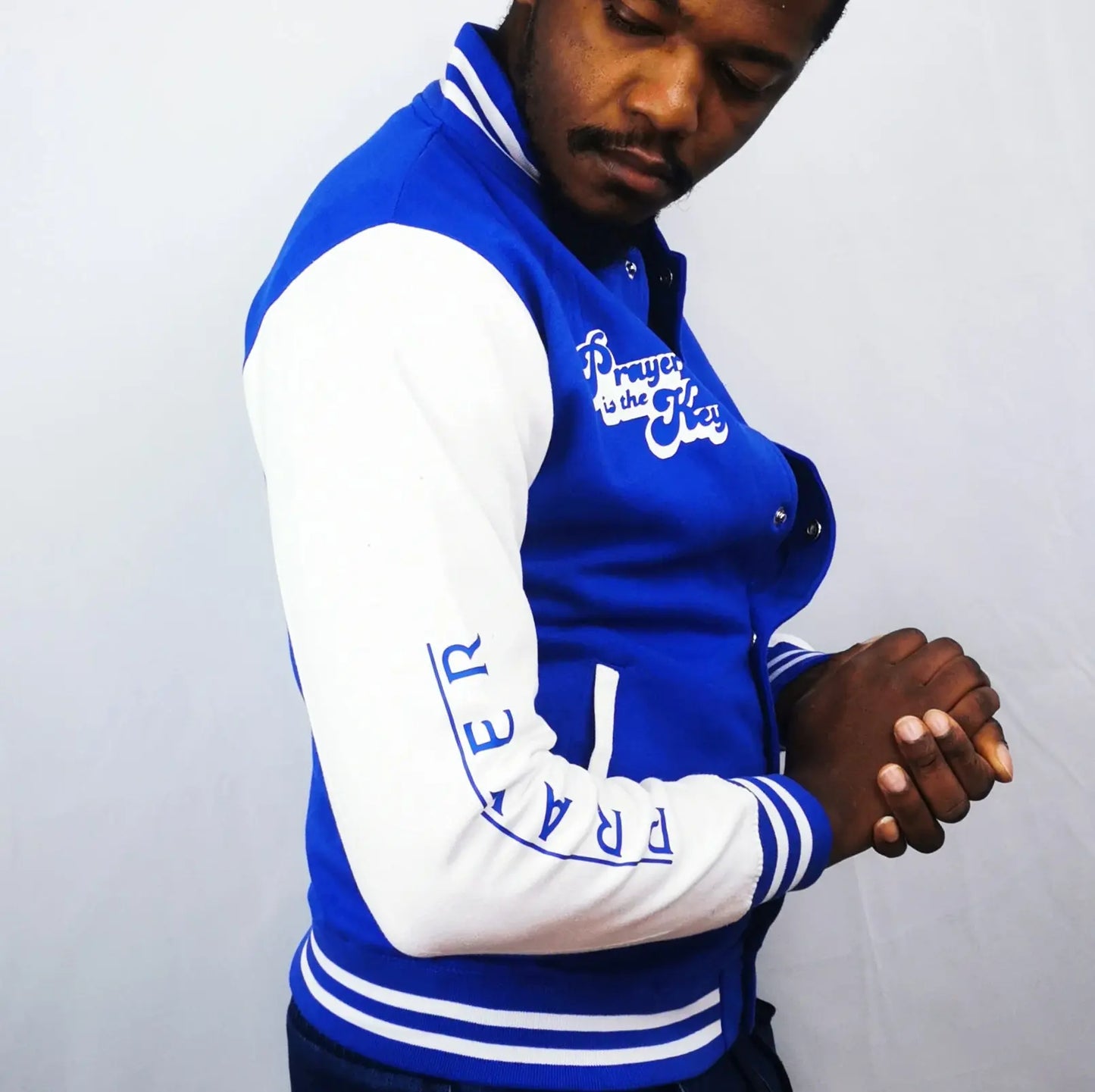 COLLEGE-SWEATJACKE BLAU prayer-shop.com