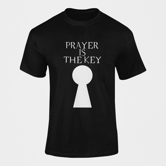 PRAYER IS THE KEY SCHWARZ T-SHIRT prayer-shop.com